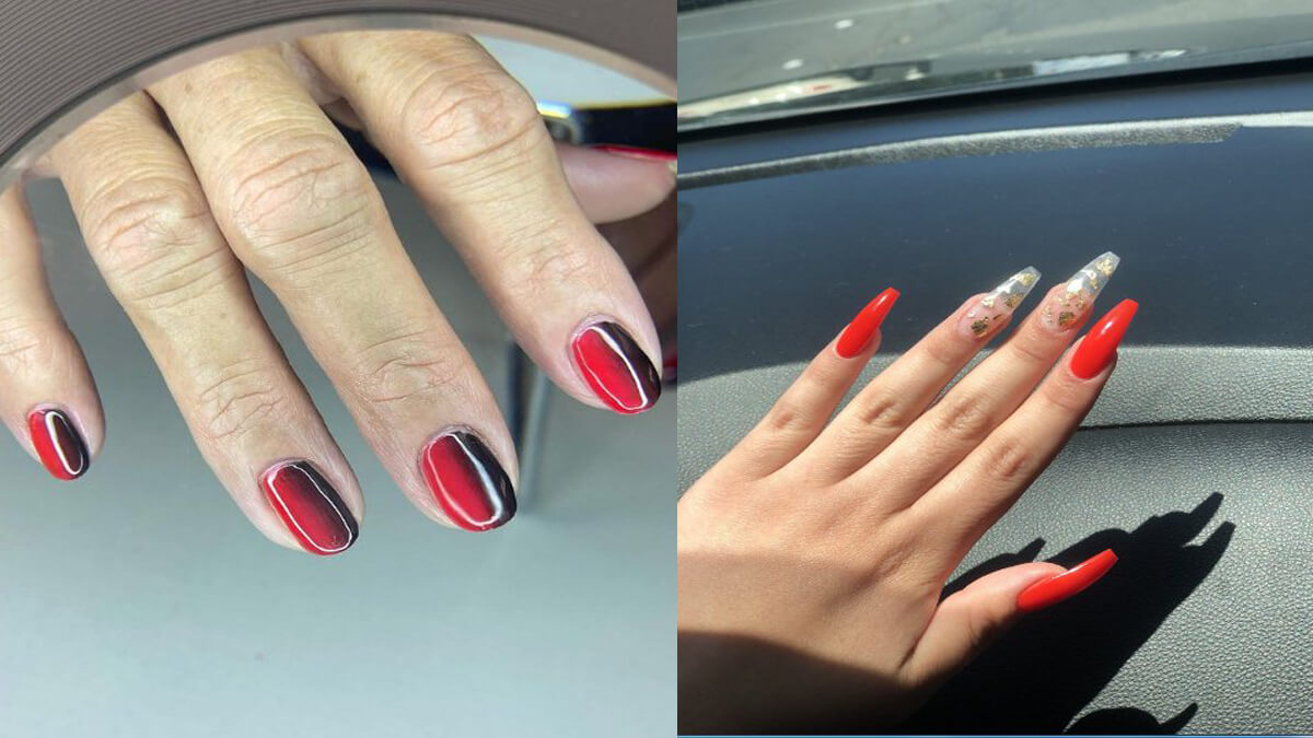 30 Attractive Red Ombre Nails With Butterfly For Spring 2023