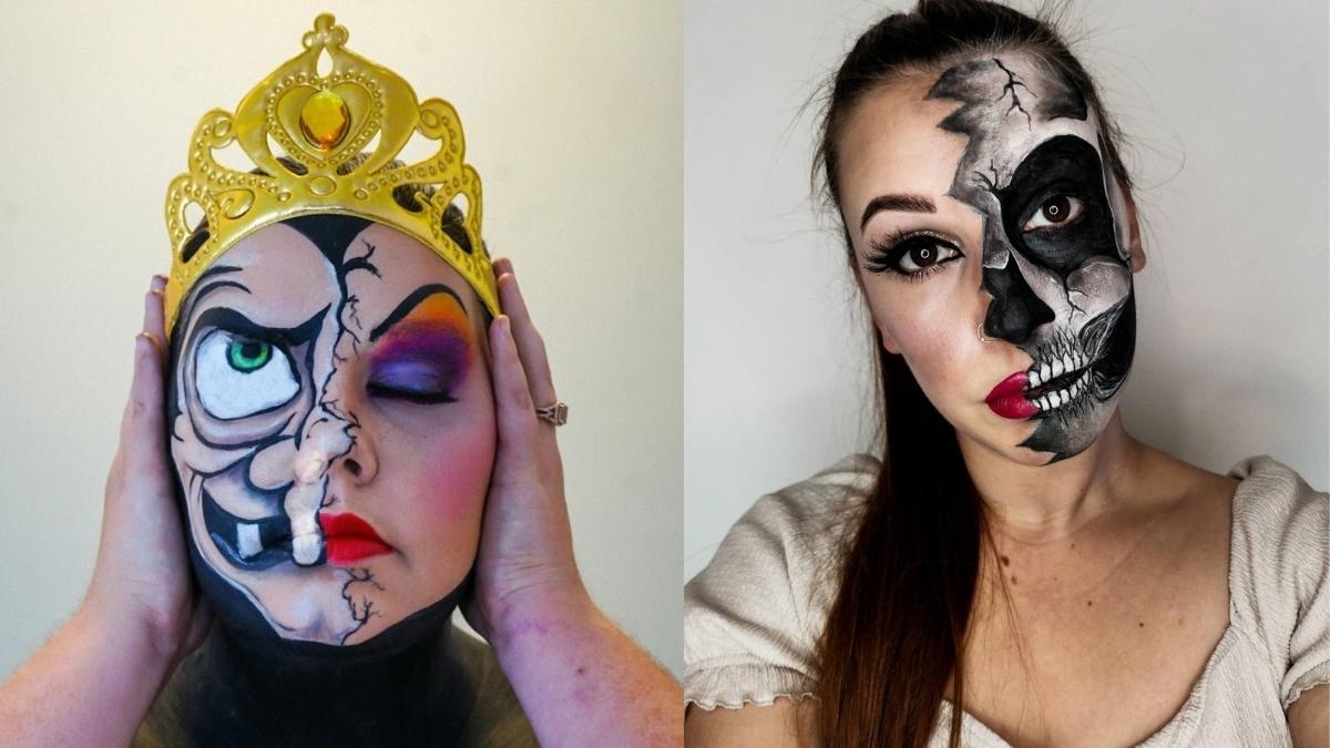 Half Face Halloween Makeup Tutorial For Beginners