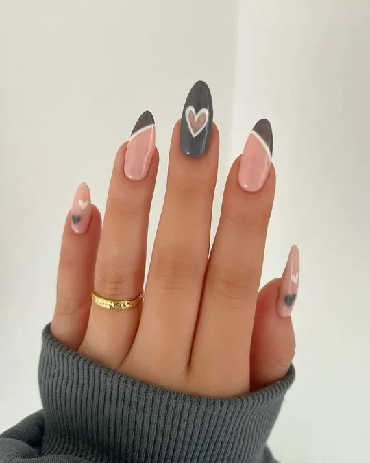 Matte Grey Nails with Glitter Ombre